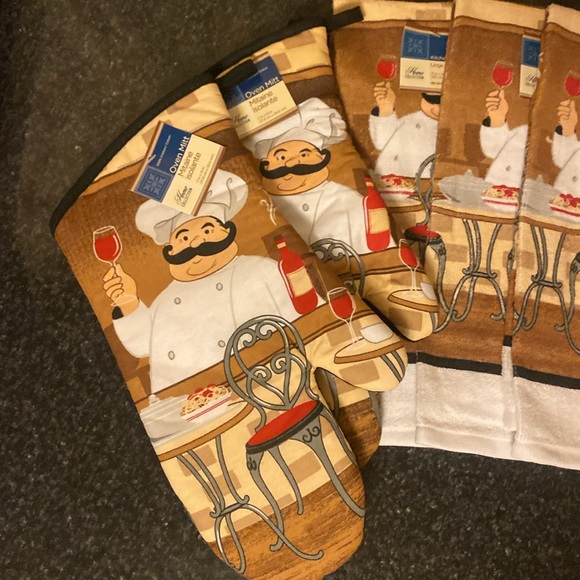 NEW! 100% Cotton Kitchen Towel/Oven Mitts Set 7 Pieces - Picture 2 of 9